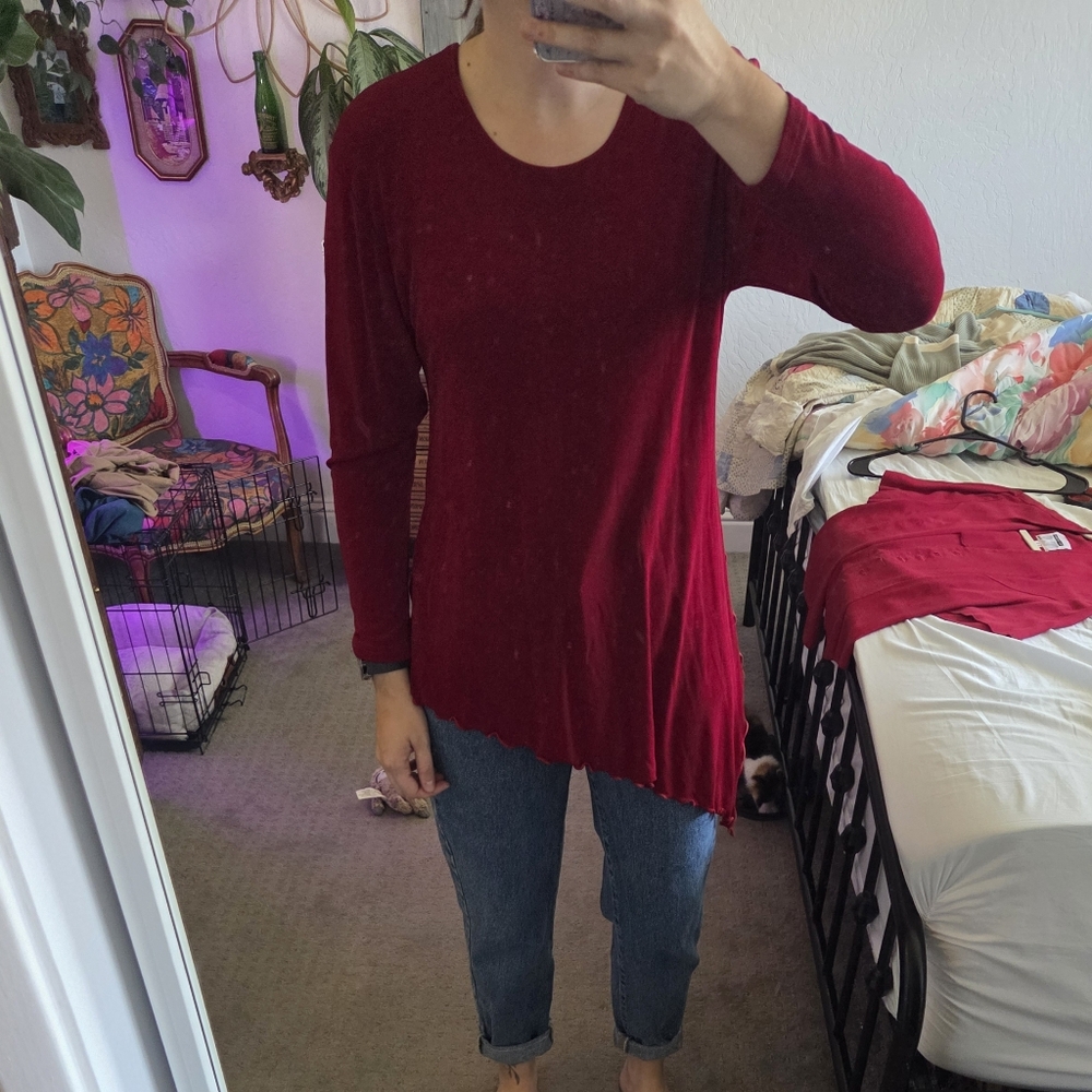 Red Asymmetrical Long Sleeve